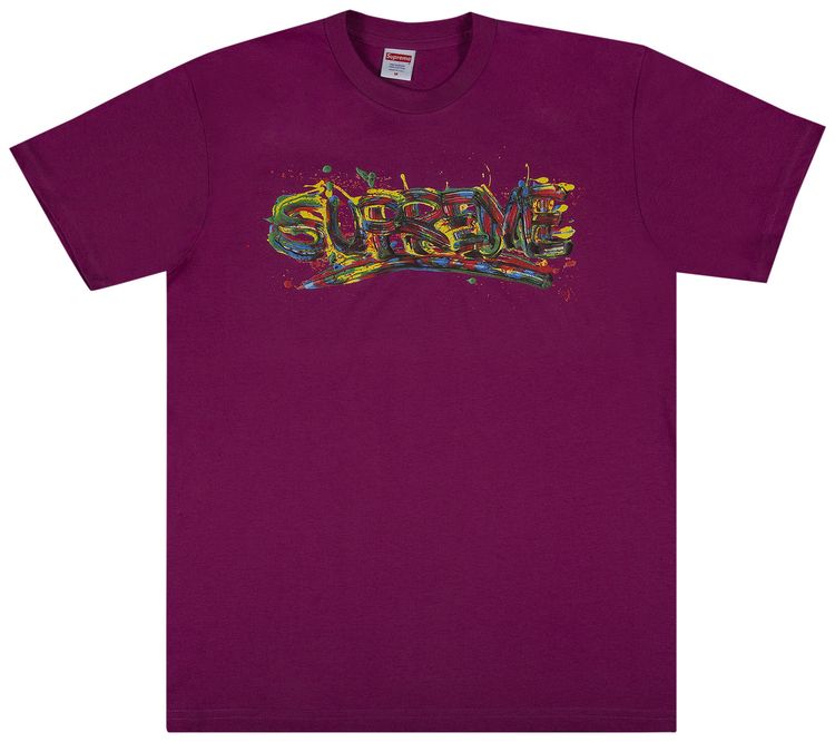 Supreme Paint Logo Tee Magenta