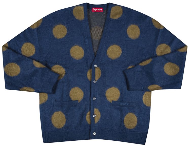 Supreme Brushed Polka Dot Cardigan Navy