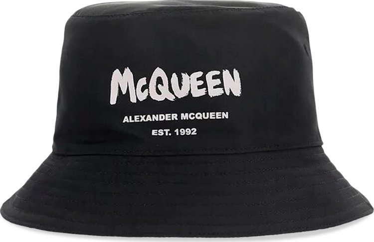 Alexander McQueen Tonal Graffiti Bucket Hat 'Black'