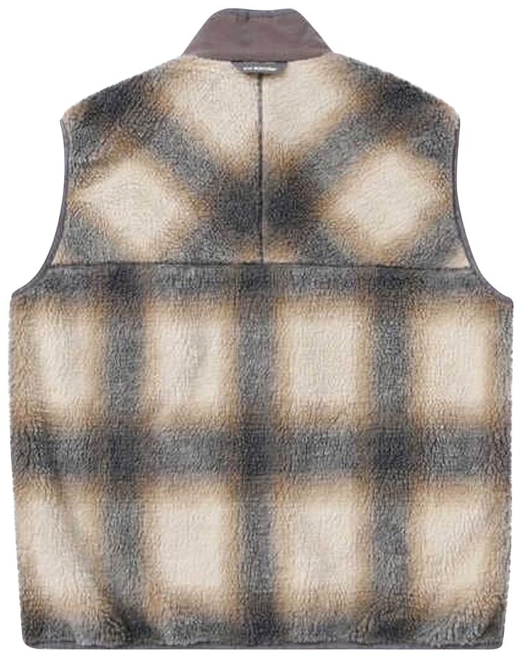 And Wander Check Boa Vest Grey