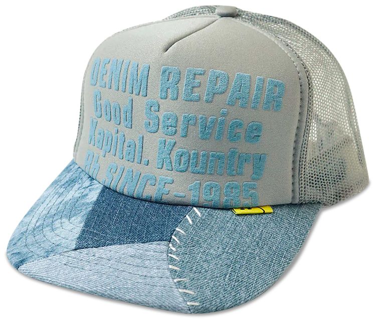 Kapital Denim Repair Service Trucker Cap Grey