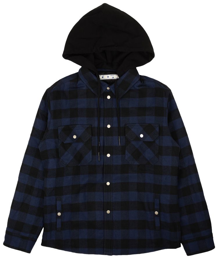 Off White Arrow Padded Flannel Shirt BlackBlue