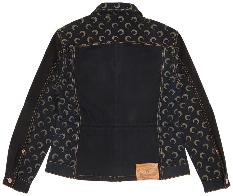 Marine Serre Moon Denim Semi Fitted Jacket Black