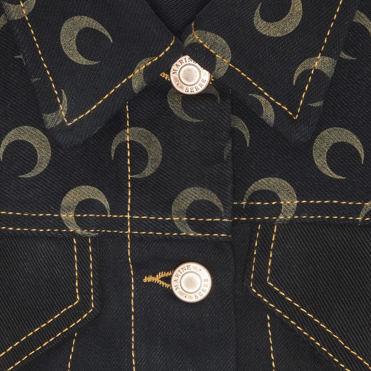 Marine Serre Moon Denim Semi Fitted Jacket Black