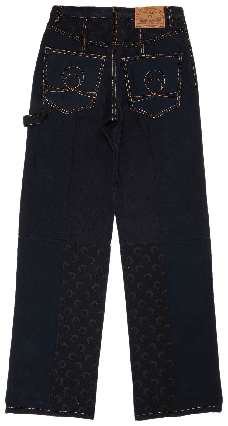 Marine Serre Moon Denim Boyfriend Trousers Black
