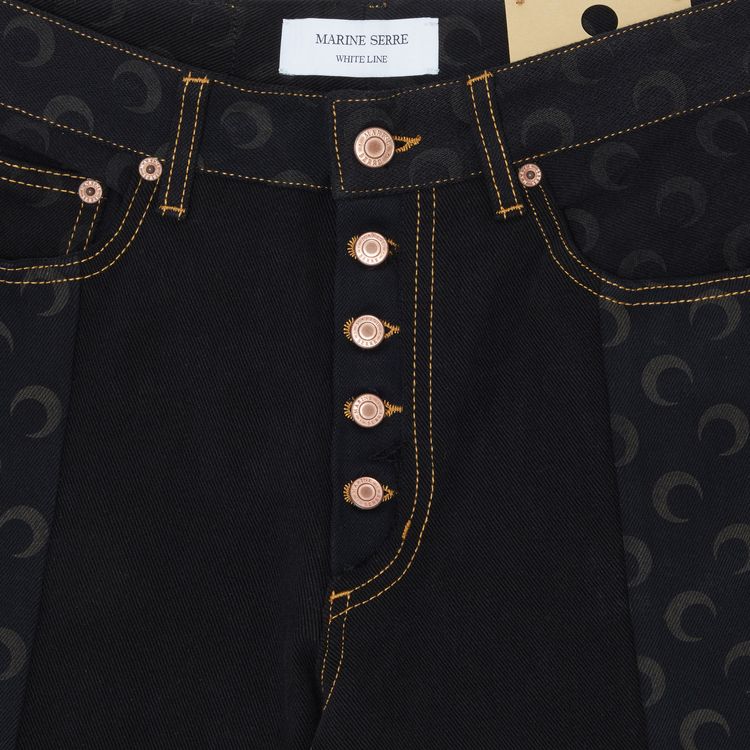 Marine Serre Moon Denim Boyfriend Trousers Black
