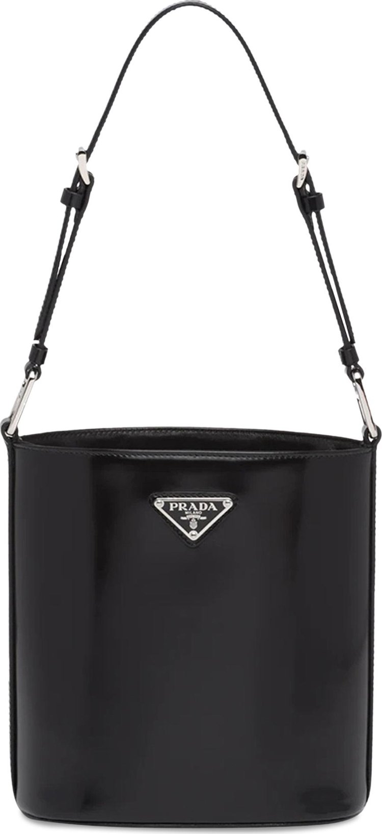 Prada Mini Brushed-Leather Bucket Bag 'Black'