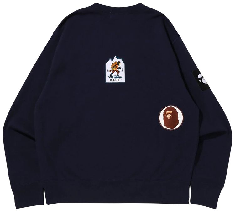 BAPE Multi Label Relaxed Fit Crewneck Navy