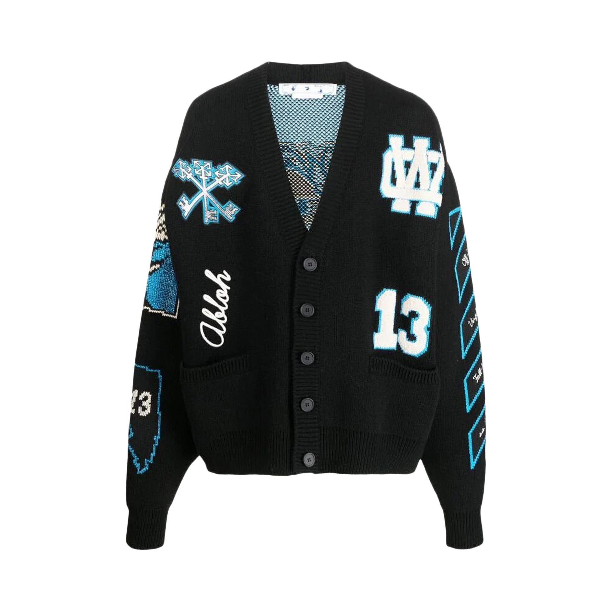 Graphic Knit Cardigan We11done Wd1 Graphic Knit Cardigan Black