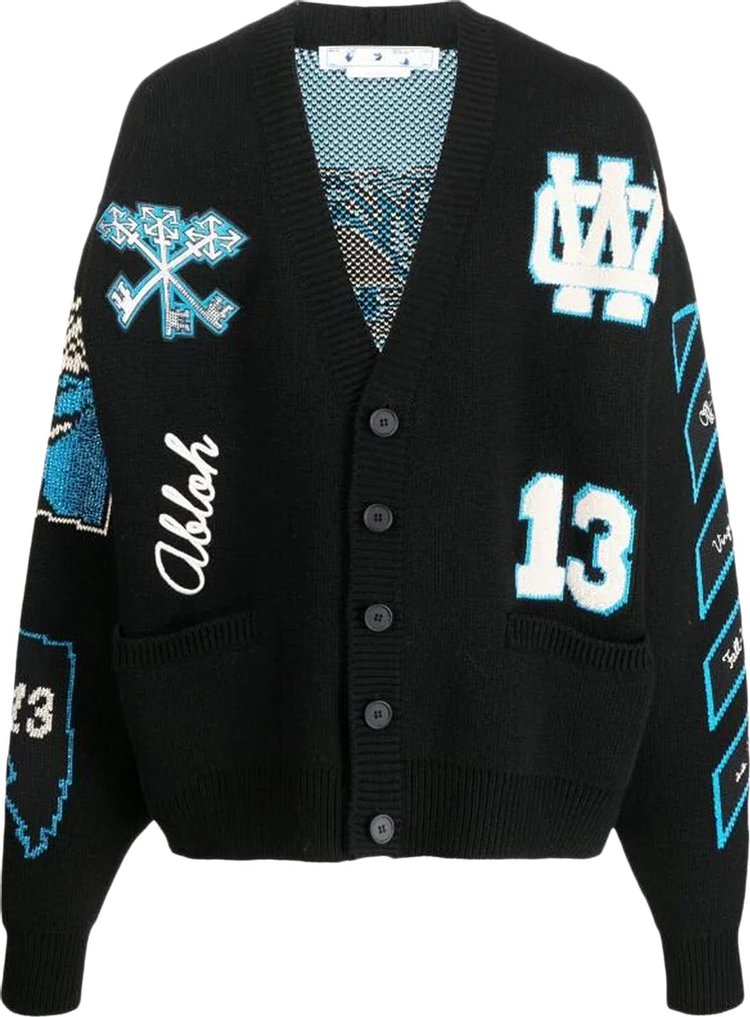 Off-White Crystal Graphics Knit Cardigan 'Black'