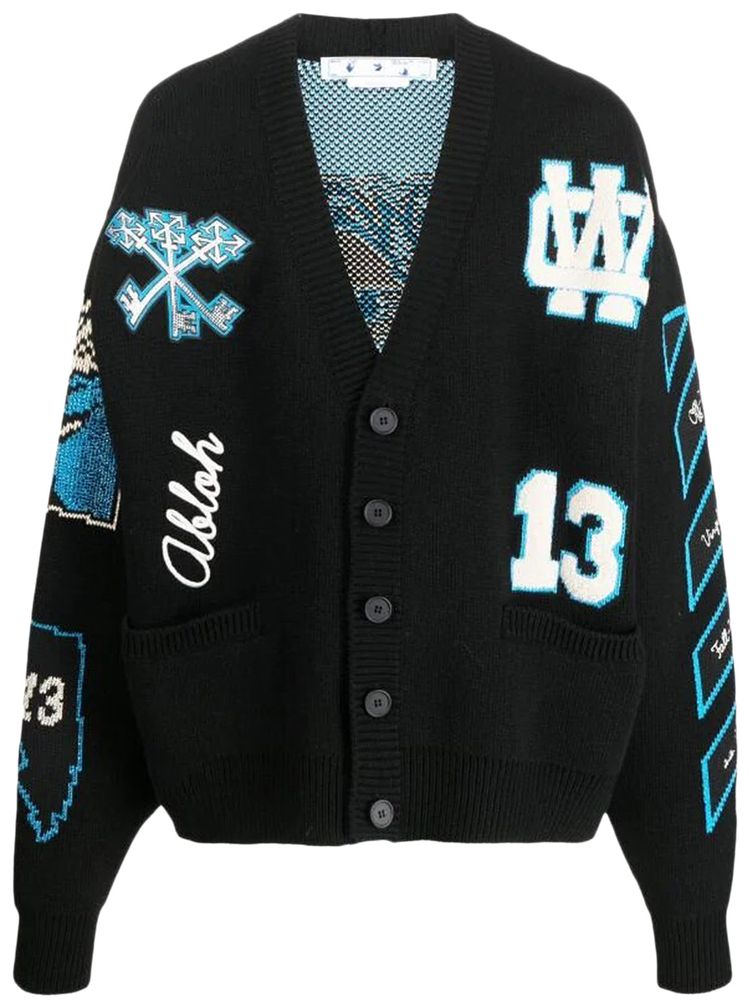 Off White Crystal Graphics Knit Cardigan Black