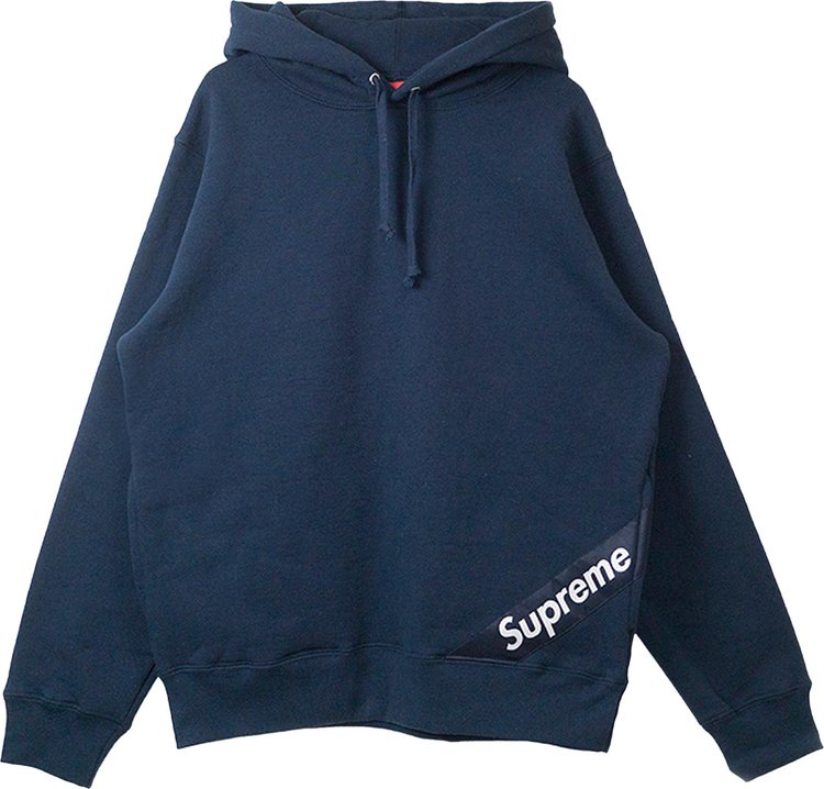 Buy Supreme Corner Label Hooded Sweatshirt 'Navy' - SS18SW12 NAVY | GOAT