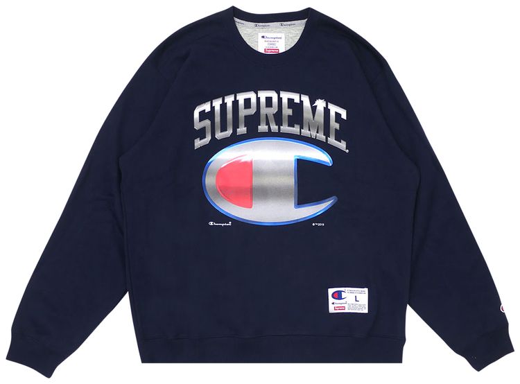 Supreme x Champion Chrome Crewneck Navy
