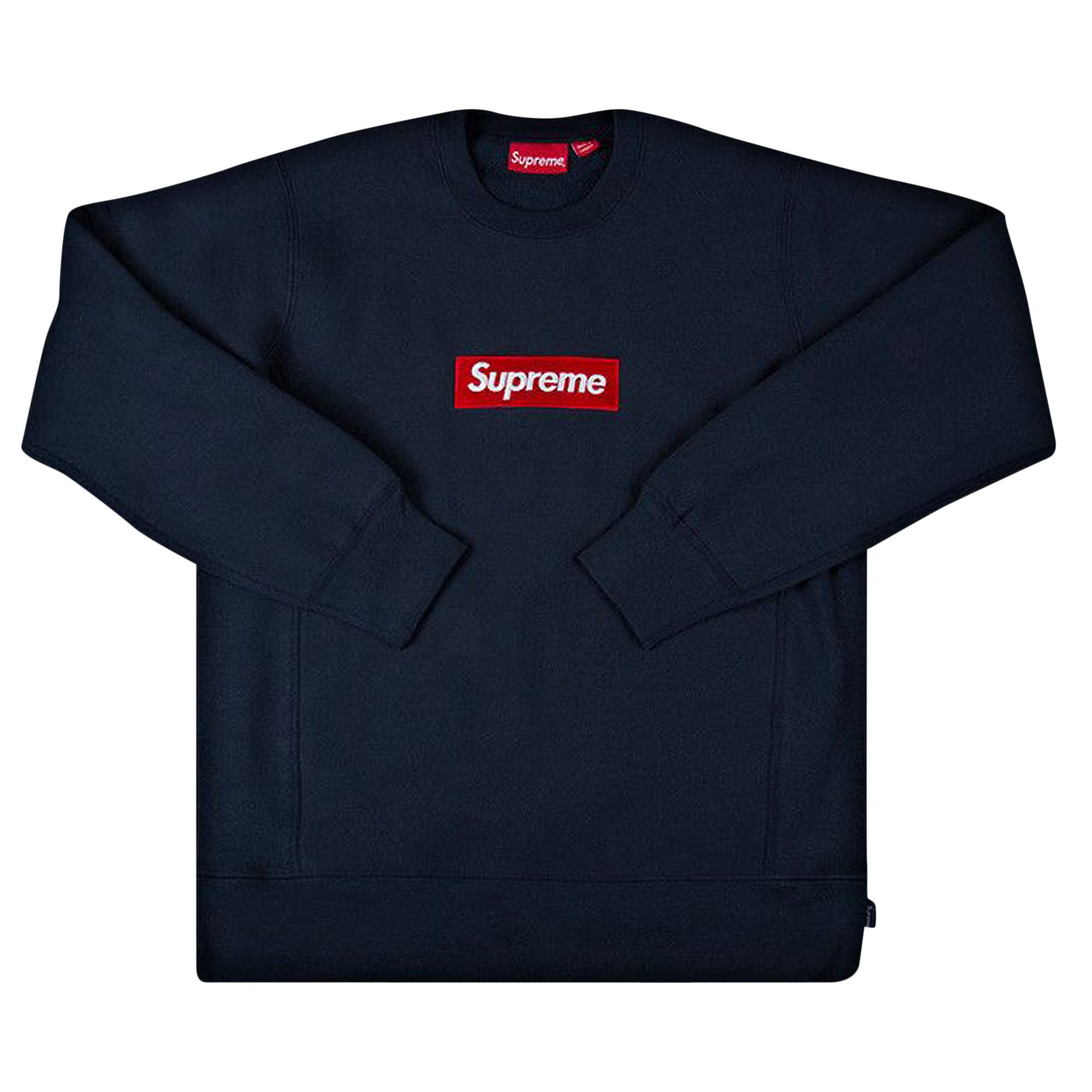 Navy box clearance logo crewneck