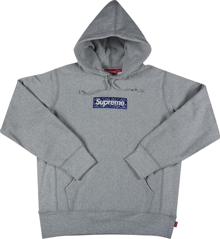 Supreme Bandana Box Logo Hooded Sweatshirt Heather Grey