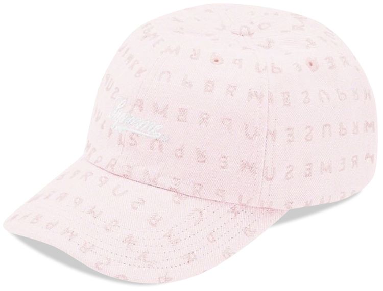 Supreme Jacquard Logos Denim Six Panel Pink