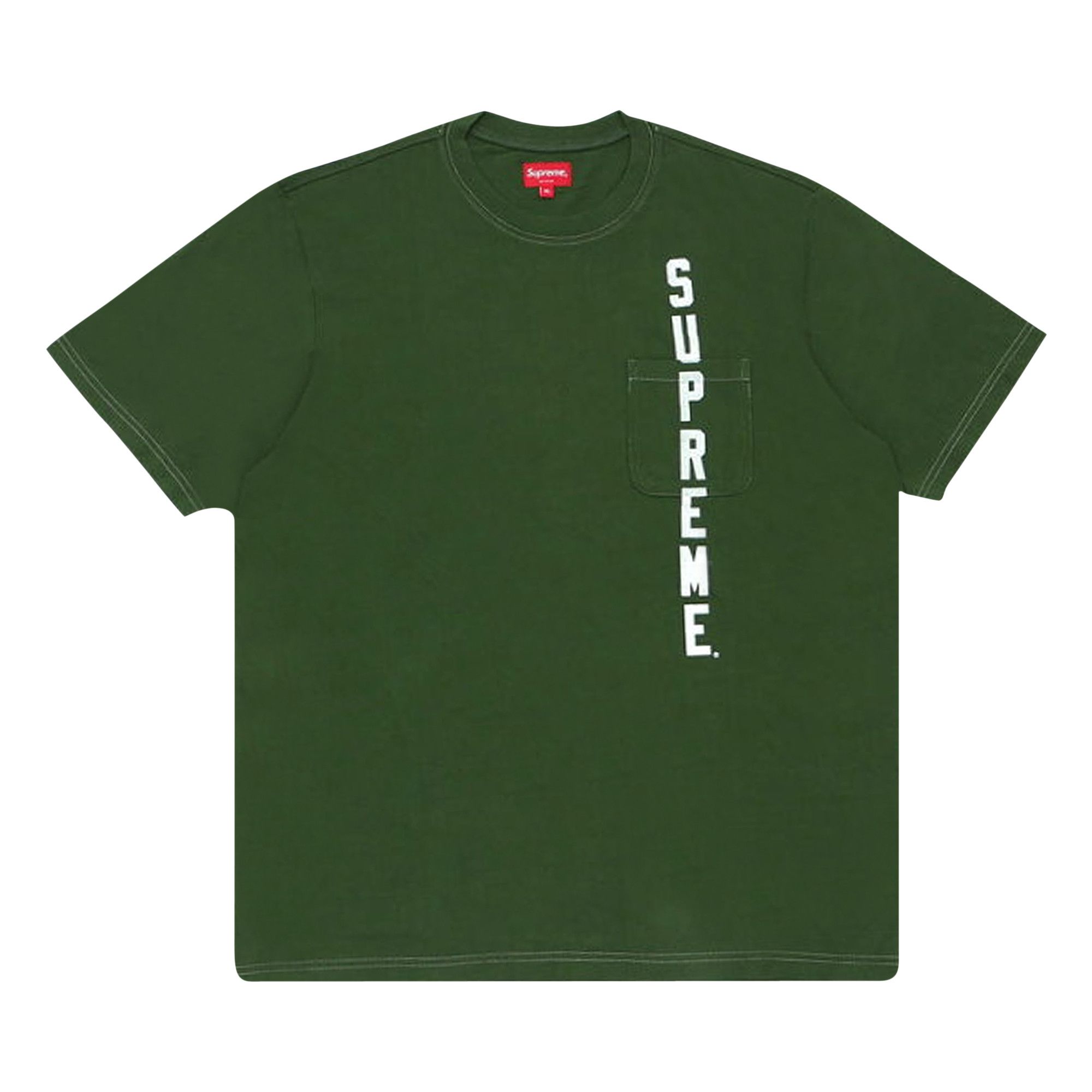 Buy Supreme Contrast Stitch Pocket Tee 'Green' - SS20KN77 GREEN | GOAT