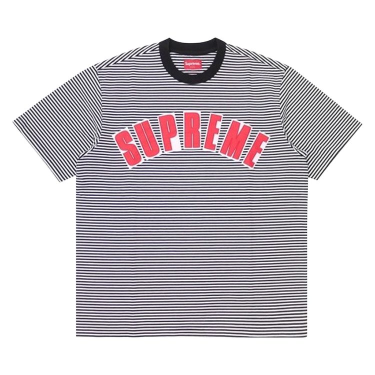 Supreme Arc Applique Short Sleeve Top White Stripe