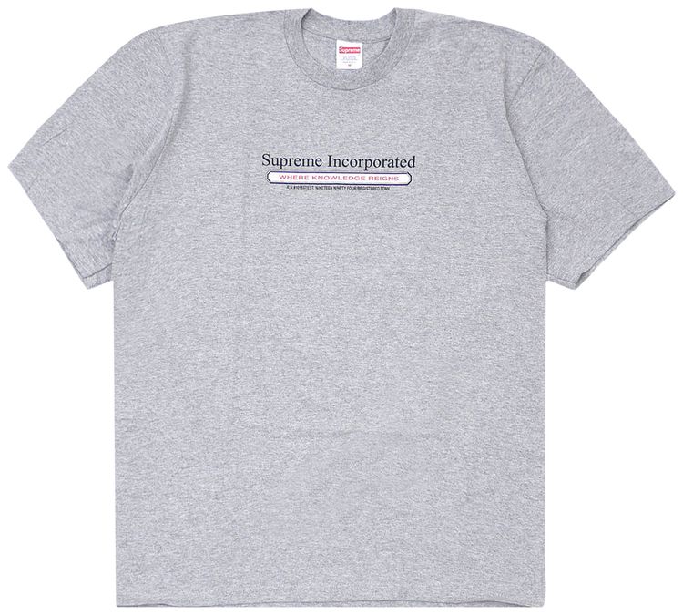 Supreme Inc T Shirt Heather Grey