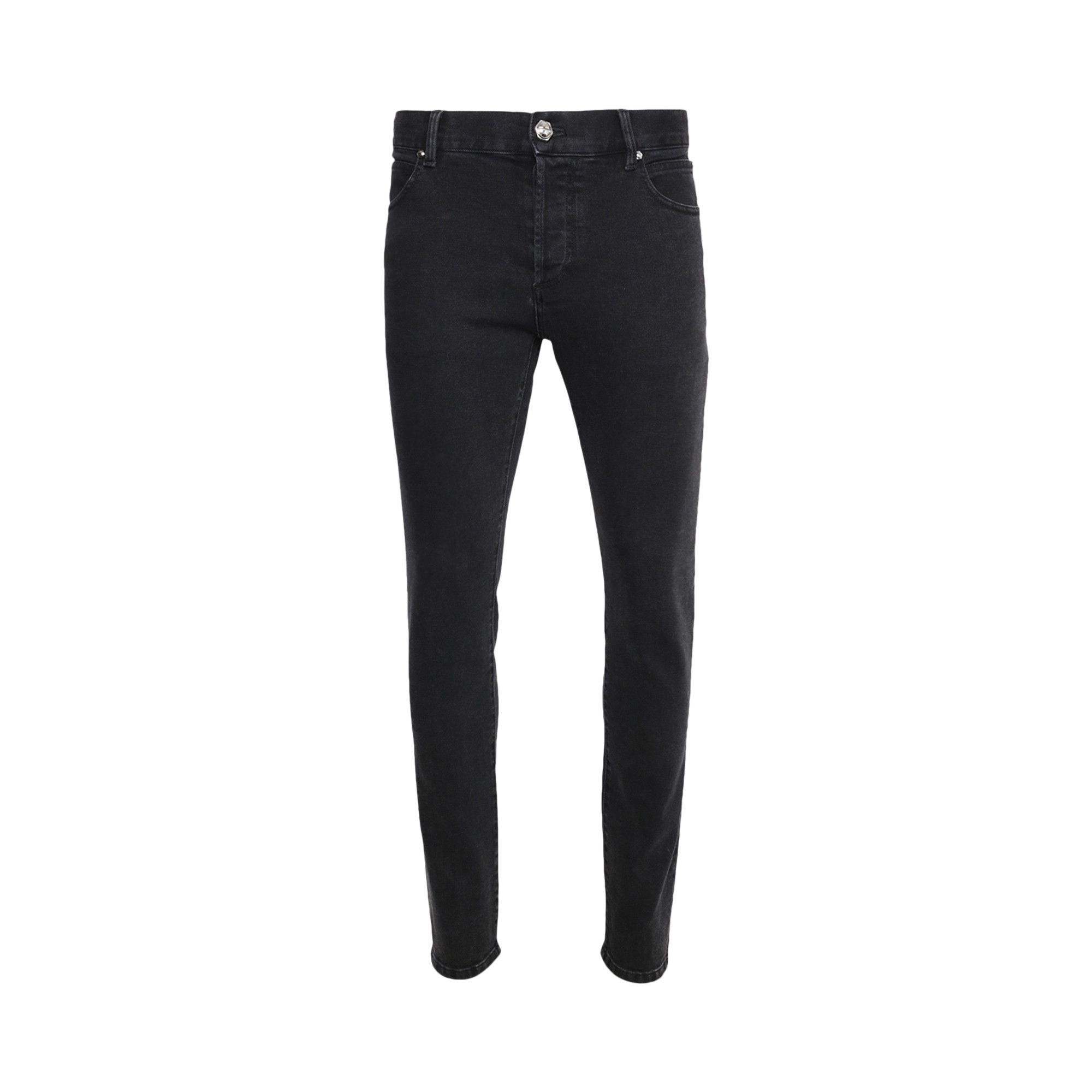 Buy Balmain 6 Pocket Slim Acid Wash Noir Delave YH0MG000DC59