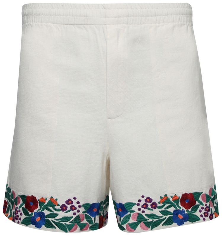Bode Winter Garden Rugby Short EcruMulticolor