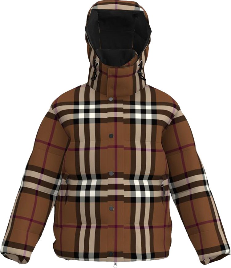 Burberry Packaway Hood Reversible Check Puffer Jacket 'Dark Birch Brown'
