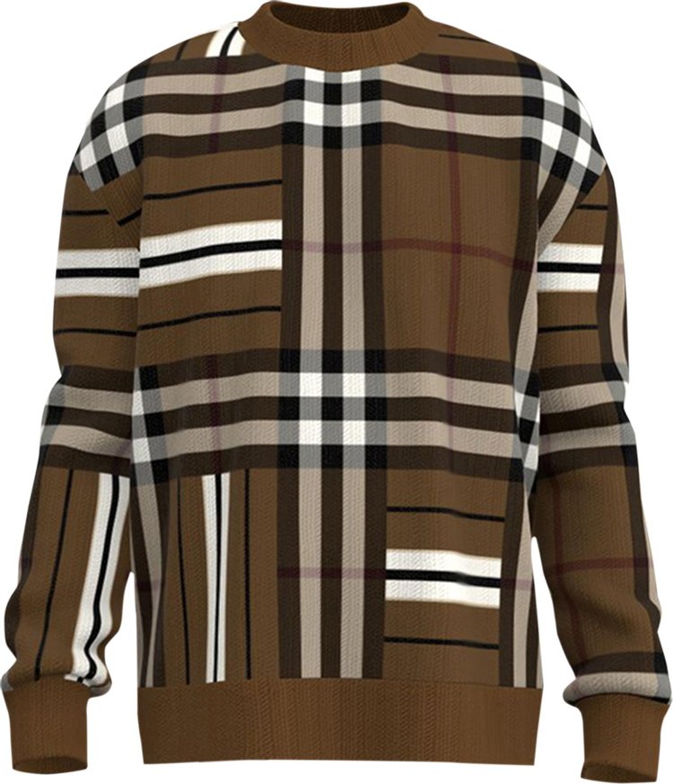 Burberry Check Jacquard Oversized Sweater 'Dark Birch Brown'