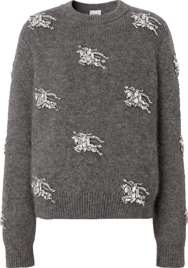 Burberry Crystal Embellished Sweater 'Mid Grey Melange'