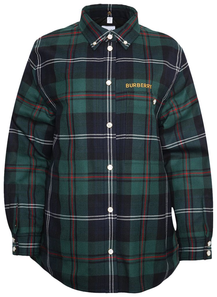 Burberry Embroidered Logo Check Overshirt 'Dark Viridian Green'