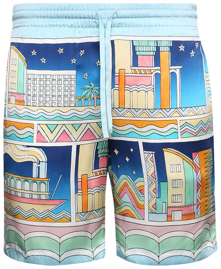 Casablanca Silk Shorts With Drawstrings 'Collage'