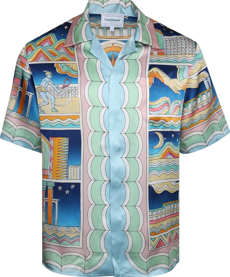 Casablanca Cuban Collar Short Sleeve Shirt Collage