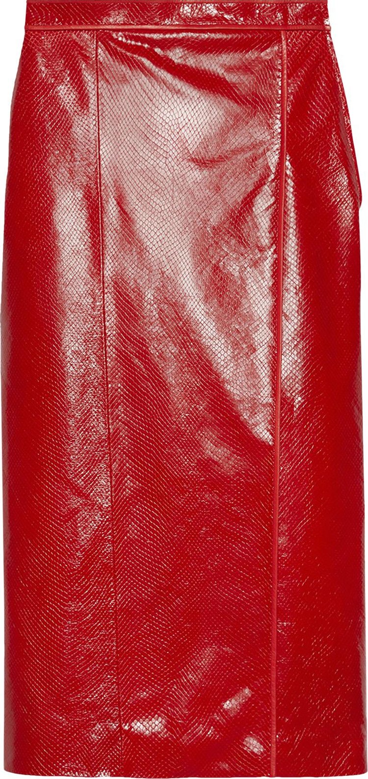 Gucci Python Print Leather Skirt 'Red'