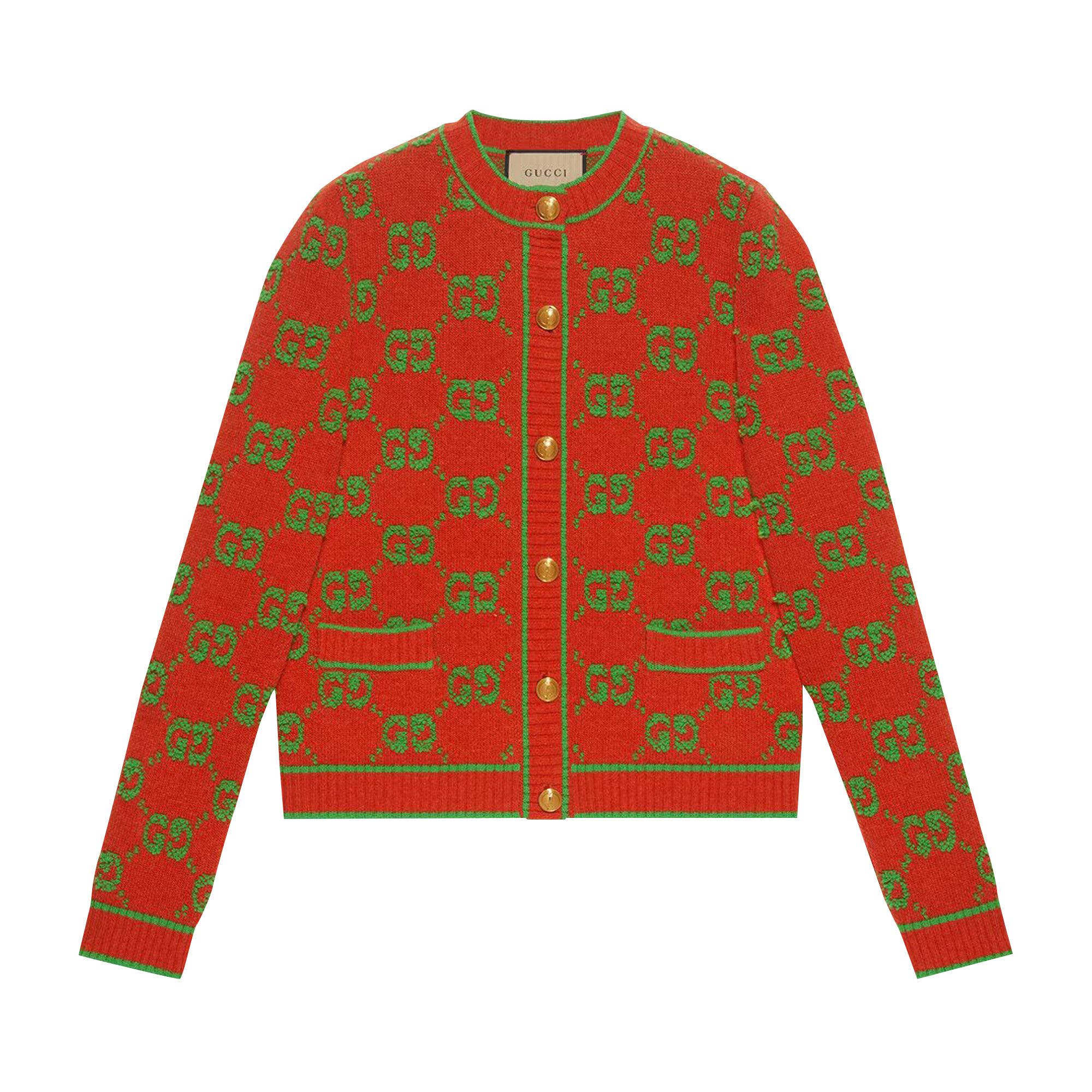 gucciカーディガン Reversible GG wool jacquard cardigan in grey and black