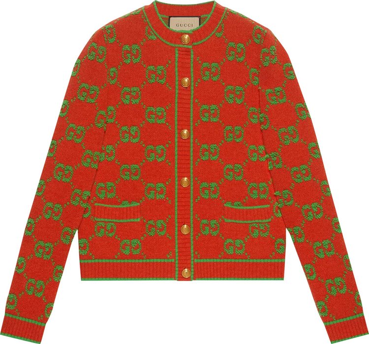 Buy Gucci GG Wool Bouclé Jacquard Cardigan 'Orange/Green' - 713300 ...