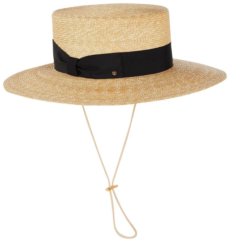 Gucci Straw Boater Hat Beige