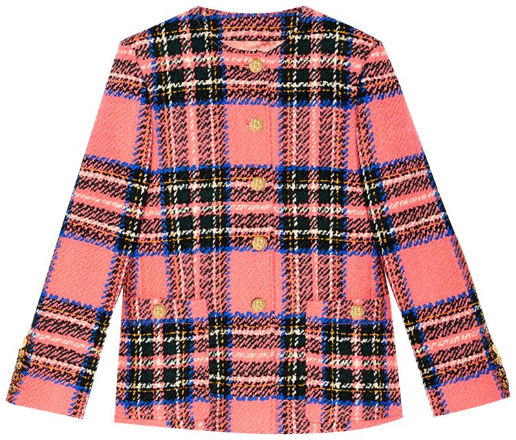 Gucci Tartan Wool Jacket PinkBlue