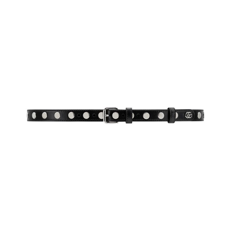 Gucci Thin Belt With Eyelet And Stud Motif Black