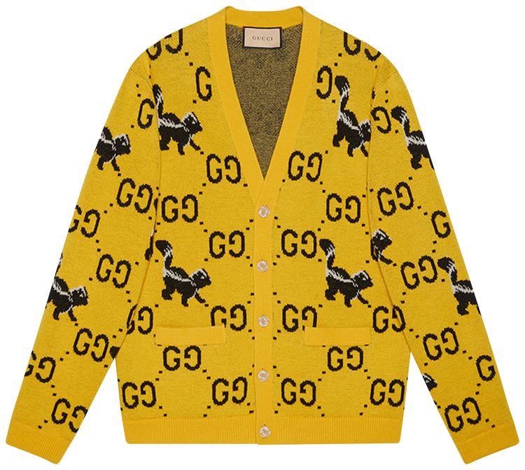 Gucci GG And Skunk Cardigan Yellow