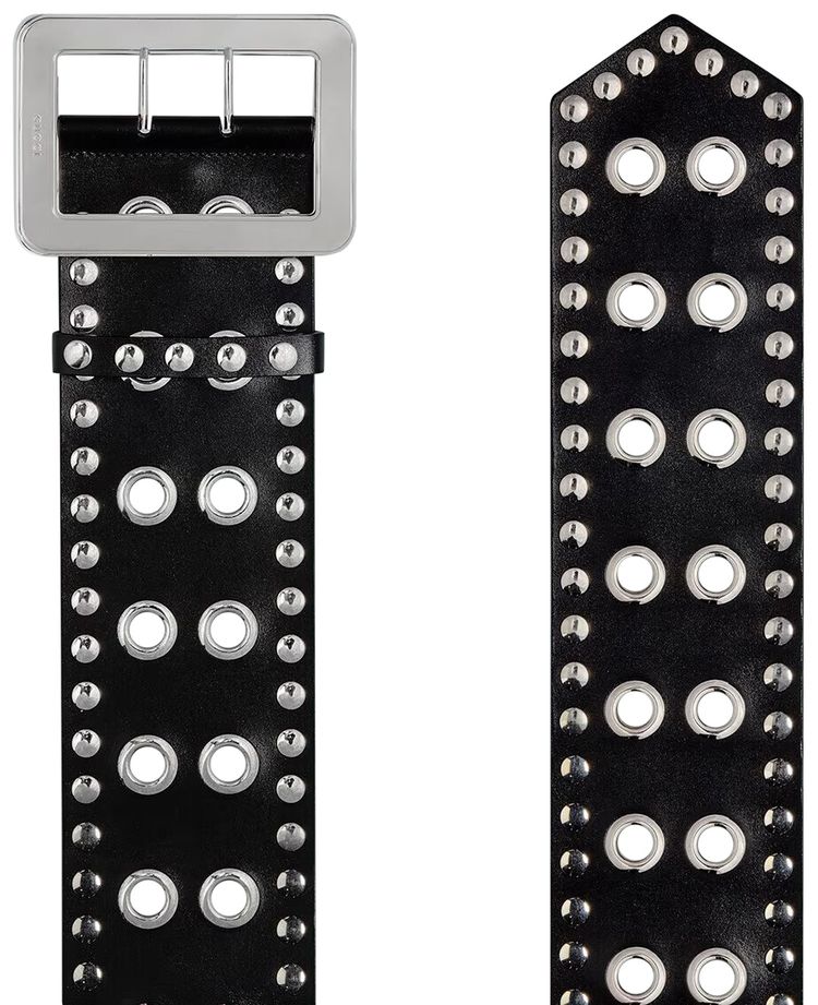 Gucci Wide Belt With Eyelet And Stud Motif Black