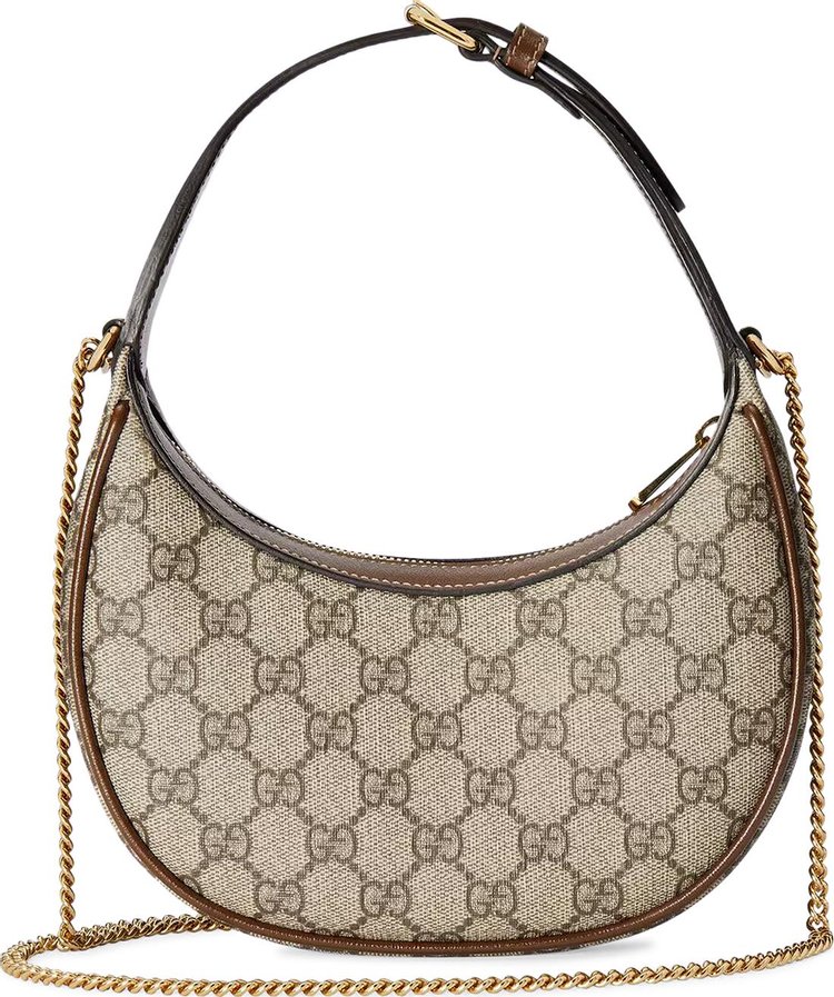 Gucci Half Moon Shaped Mini Bag With Interlocking G BeigeEbony Supreme