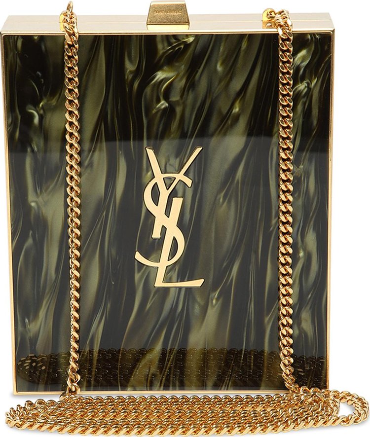 Saint Laurent Tuxedo Box Bag In Plexiglass And Metal 'Shaded Green/Gold'