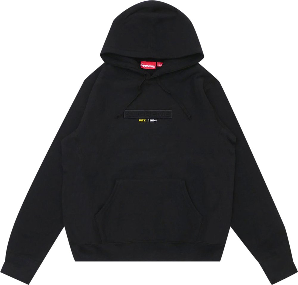 Buy Supreme Embossed Logo Hooded Sweatshirt 'Black' - SS18SW58 BLACK | GOAT