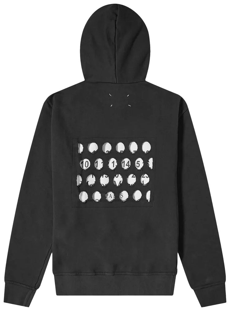 Maison Margiela Hole Numbers Logo Hoodie Black