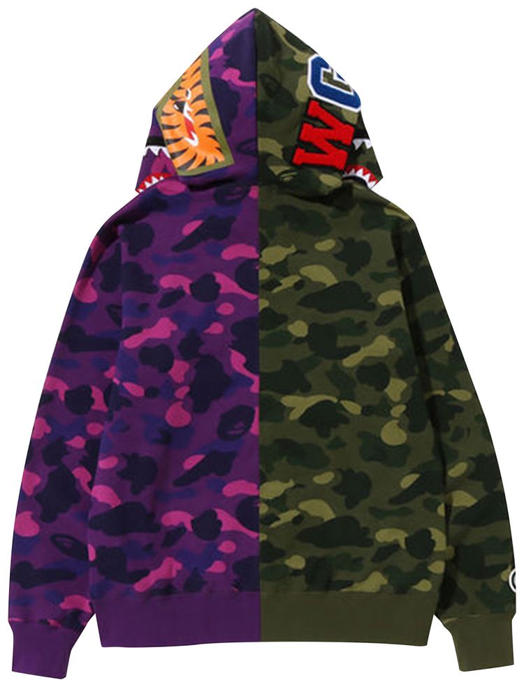 BAPE Color Camo Shark Full Zip Hoodie GreenPurple