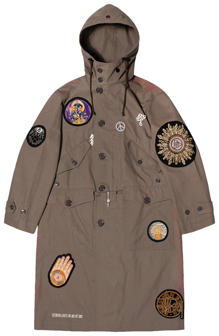 Stussy x Dries Van Noten Wool Blend Military Parka Khaki