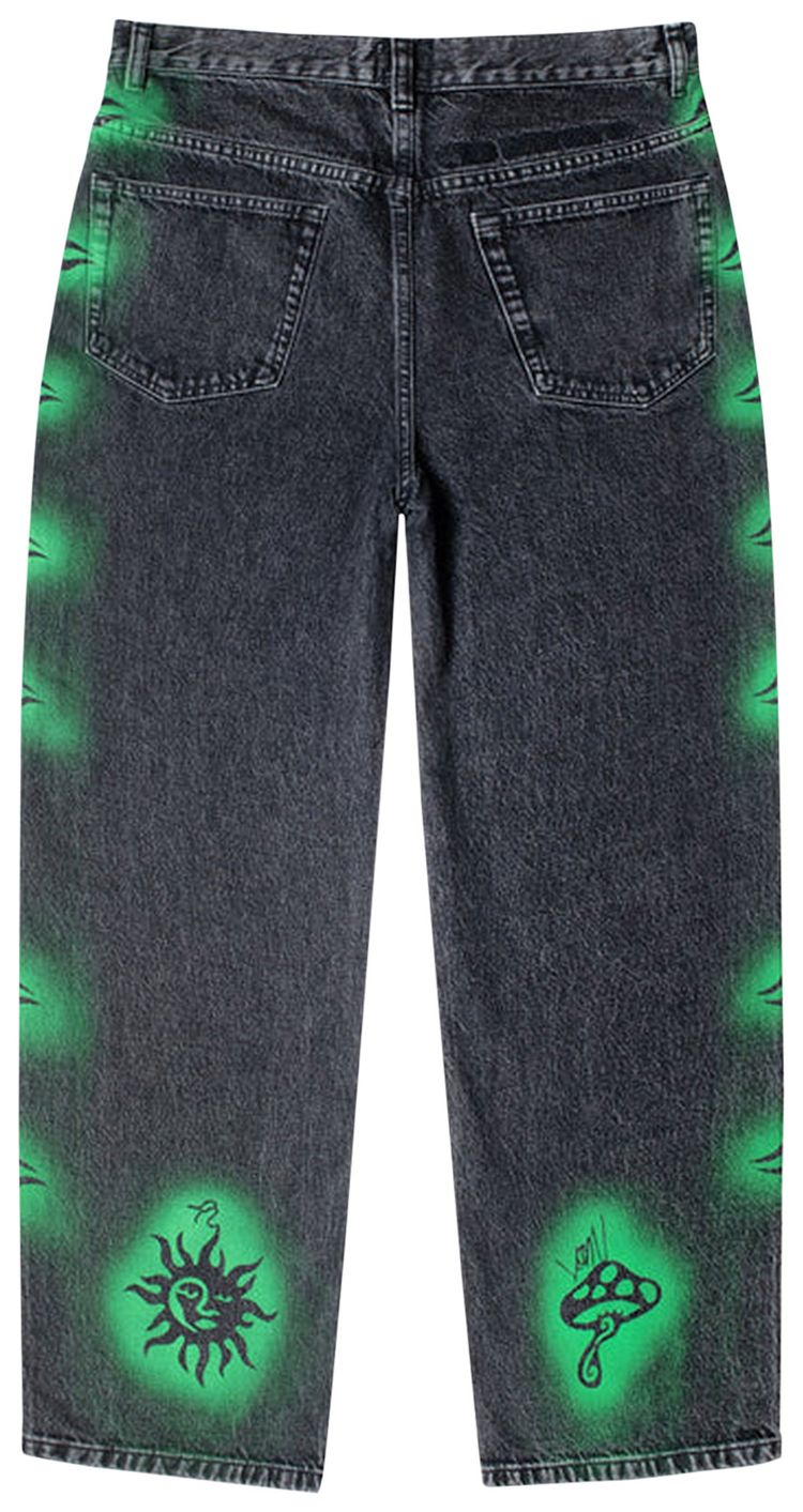 Stussy x Dries Van Noten Hand Stencilled Jeans Washed Black