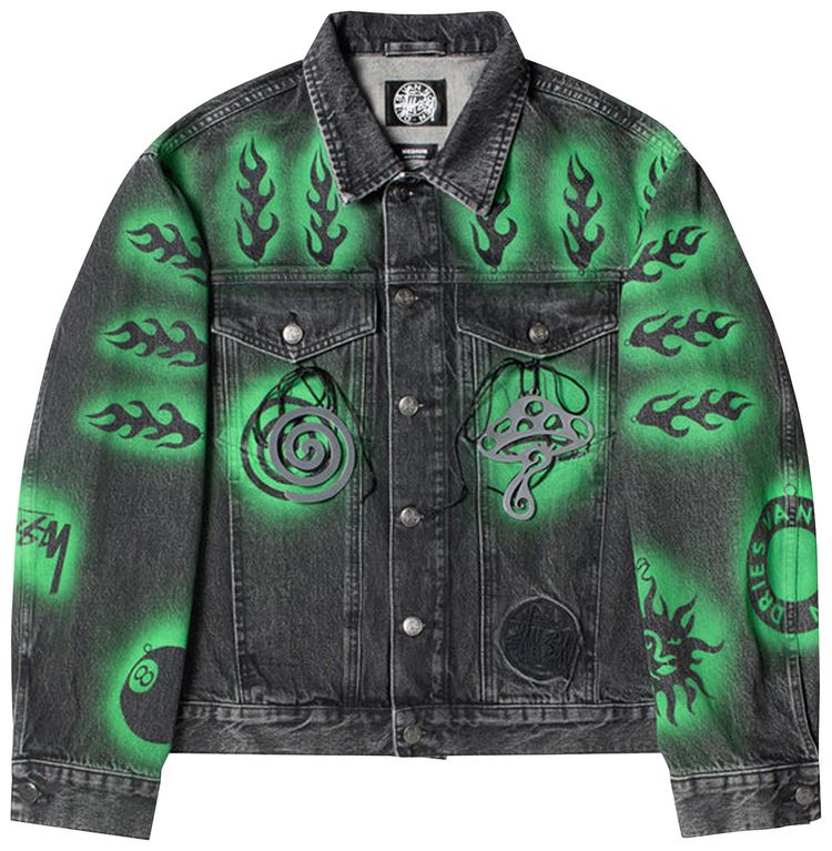 Stussy x Dries Van Noten Hand Stencilled Denim Washed Black