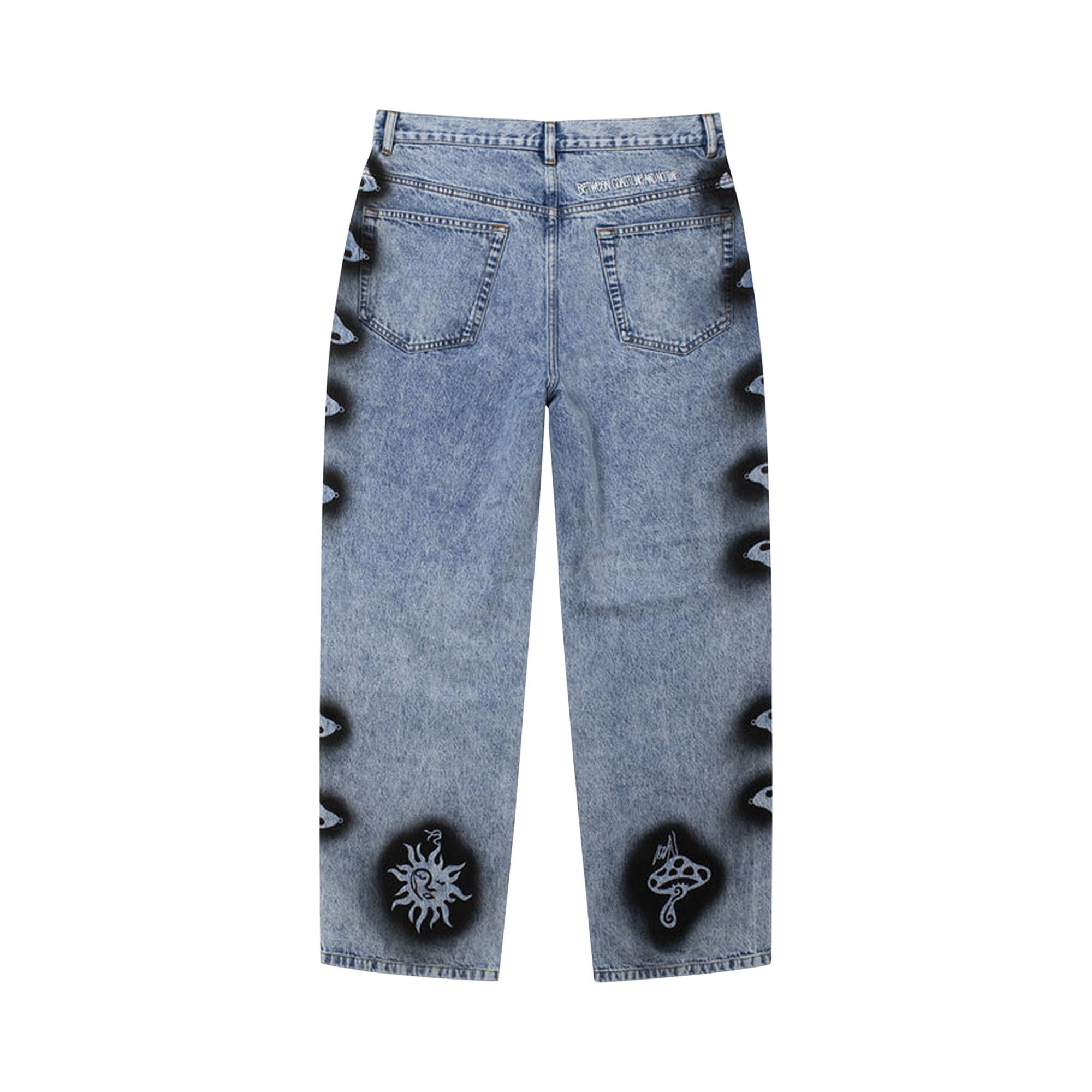 STÜSSY & DRIES VAN NOTEN JEANS Buy Stussy x Dries Van Noten Hand-Stencilled Jeans 'Washed Blue