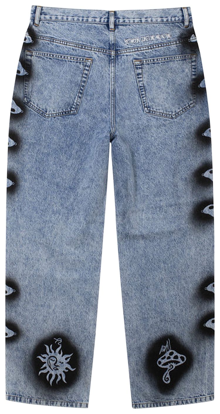 Stussy x Dries Van Noten Hand Stencilled Jeans Washed Blue