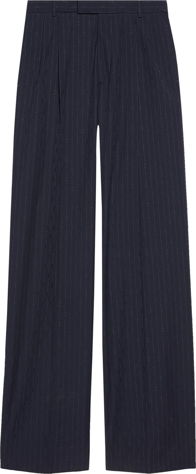 Gucci Wide Horsebit Striped Pant Navy